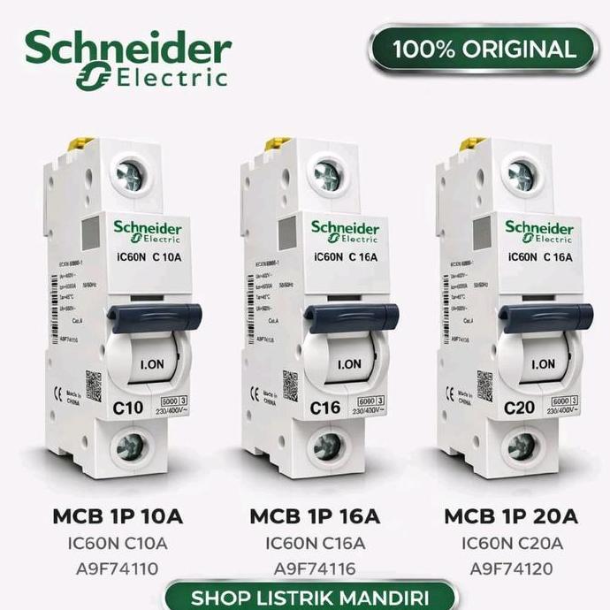 Schneider Mcb 1P 10A 16A 20A Ic60N Acti9 Original  Mcb 10Ampere 16Ampere 20Ampere 2Phase Original Sc