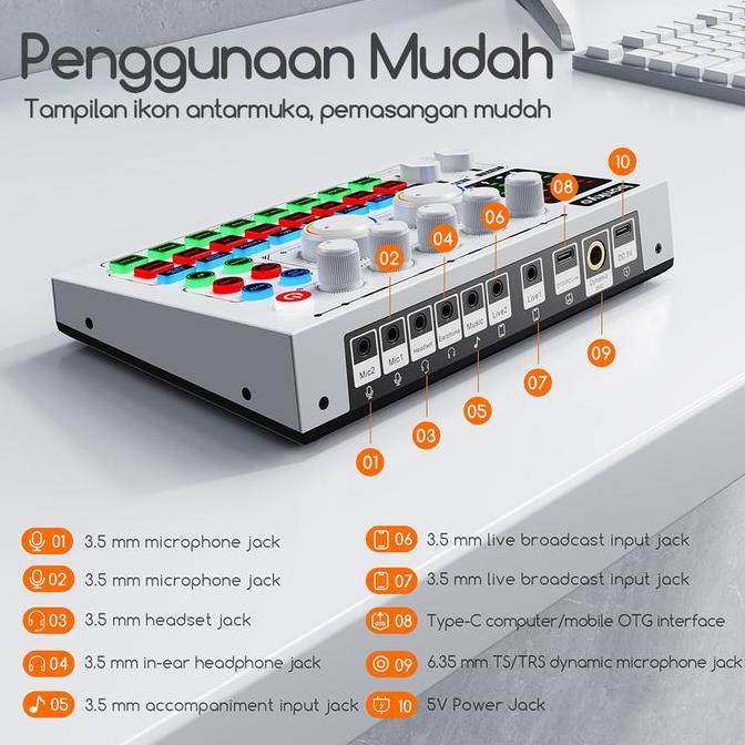 Youngshort33 - Bonkyo Paket Peralatan Streaming Lengkap: Sound Card F999Max + Mikrofon M997 + Headse