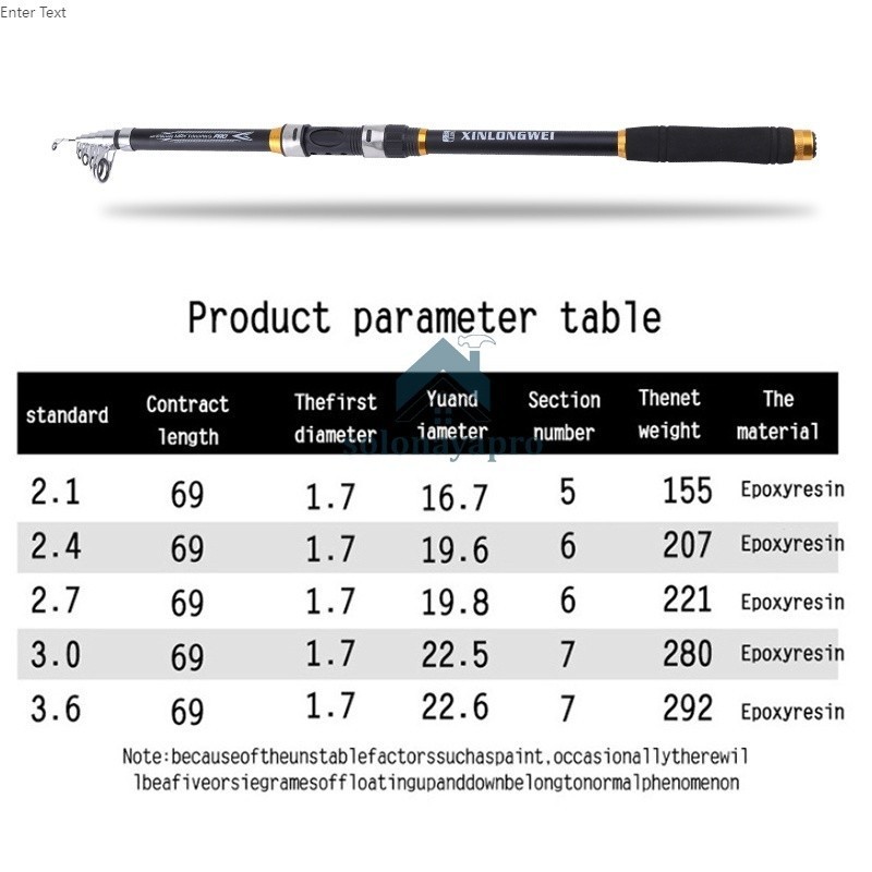 Joran Pancing Carbon Fiber Sea Fishing Rod 2.1M-3.6M/7 Tongkat Stik Pancing 3.6Meter Stick Pancingan
