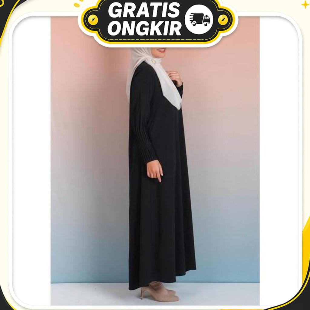 Elzata Gamis Manset Lipit Crinkle