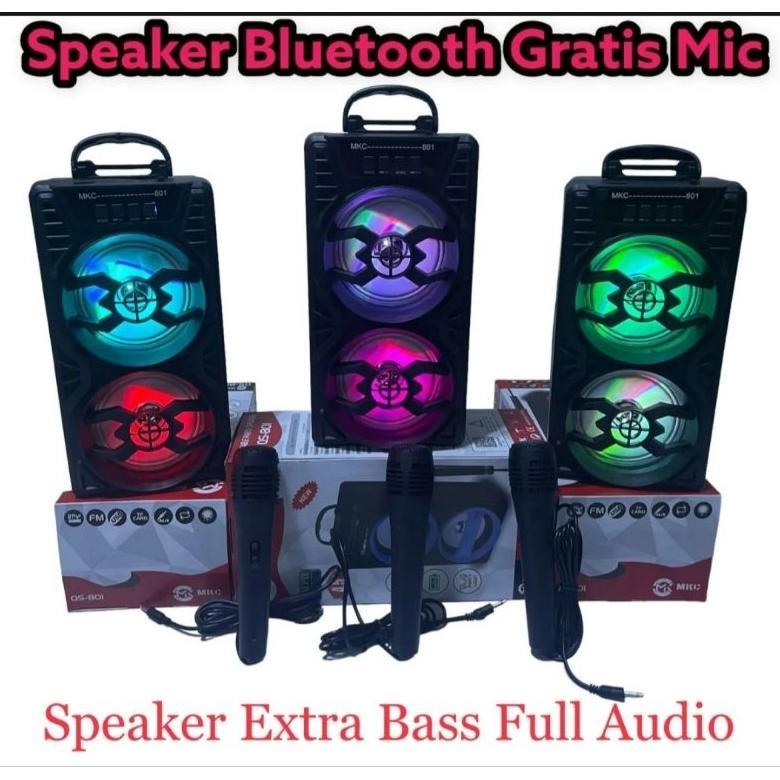 Speaker Bluetooth Bonus Mic Karaoke/Salon Aktif Portable Super Bass Wireless Speker Usb Led