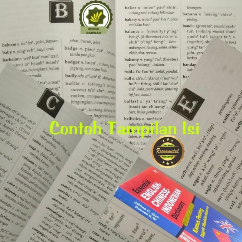 Buku Kamus Penting Essential Inggris Chinese (Mandarin) Indonesia Kamus Bahasa Indonesia China Indo 