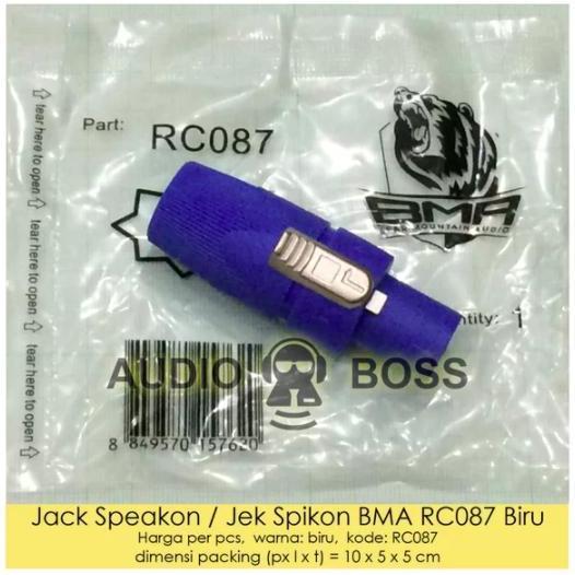 Jack Jek Jeck Jec Speakon Spikon BMA RC087 Biru Blue ORI BMA