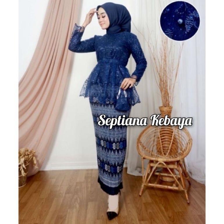Diskon Sk - Baju Kebaya  Couple  Ibu Besan Warna Navy / Kebaya Modern  Tunangan  Couple  Keluarga  /
