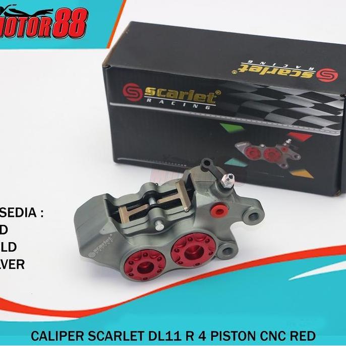 'Caliper Scarlet Dl11 R 4 Piston Cnc Caliper Dl 11 R 4 Piston Cnc ( Cakram Motor )  "Original Scarle