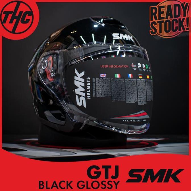HELM SMK GTJ BLACK GLOSSY HALF FACE HELMET SMK terlaris