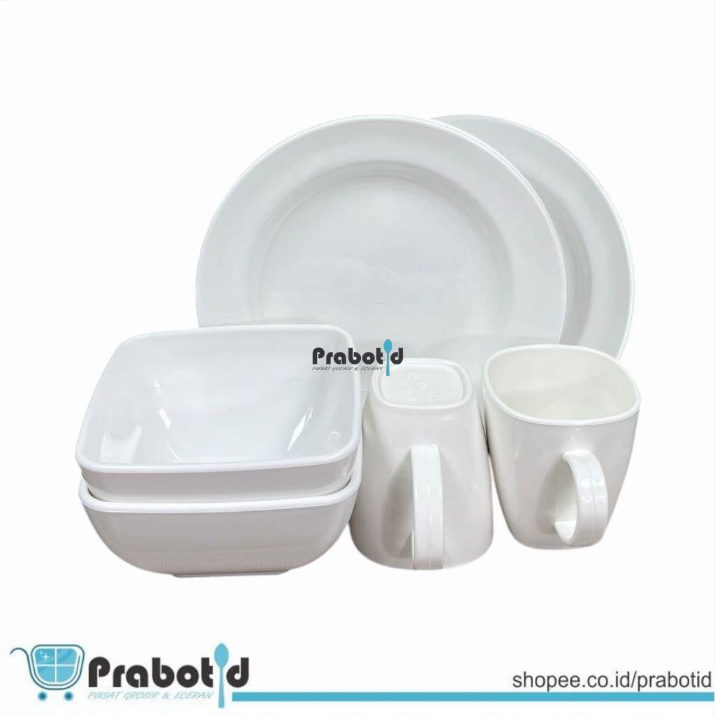 Prabotid Set Piring Mangkok Gelas Melamin 3Pcs | Piring Gelas Mangkok Semi Melamin Satu Set Isi 6Pcs