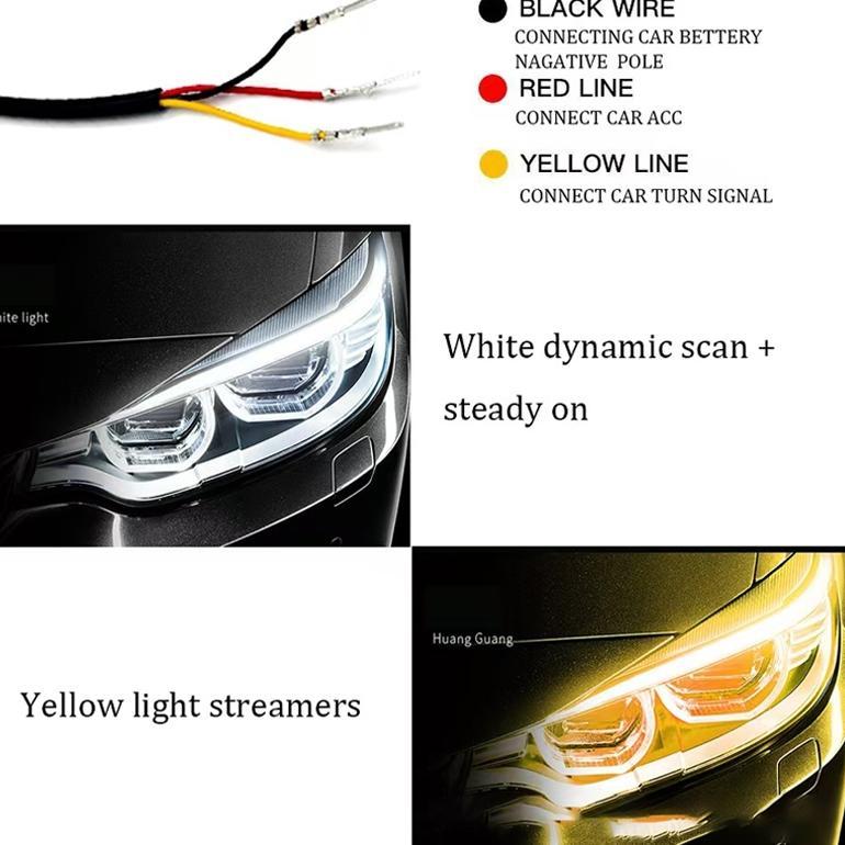 SYERLISUPPLY 2PCS LAMPU ALIS LAMPU ALIS RUNNING 2 MODE LAMPU ALIS RUNNING 30CM LED LAMPU ALIS MOTOR 