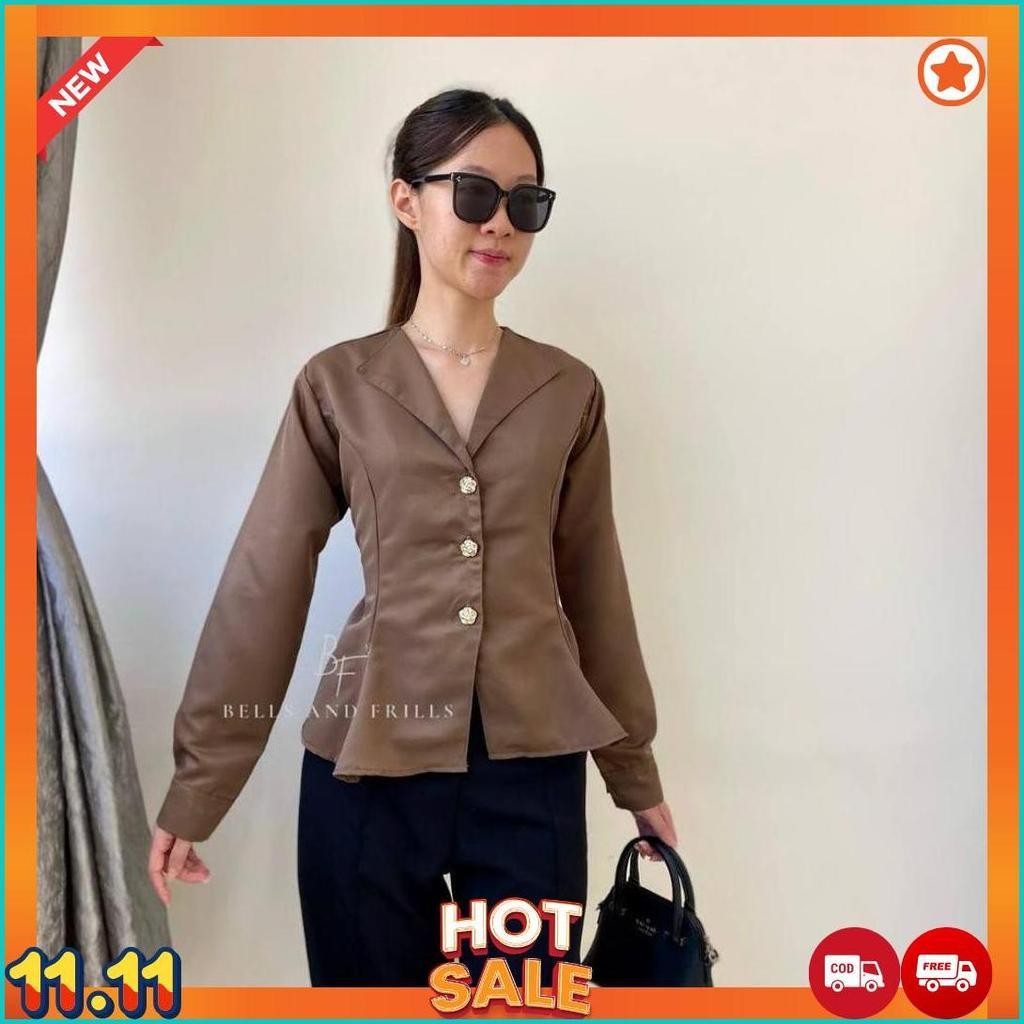 SHANUM Atasan Girl Fitted Shirt | Kemeja Kerja Wanita Fit Rempel / Kemeja Kerja Wanita Press Body Ca