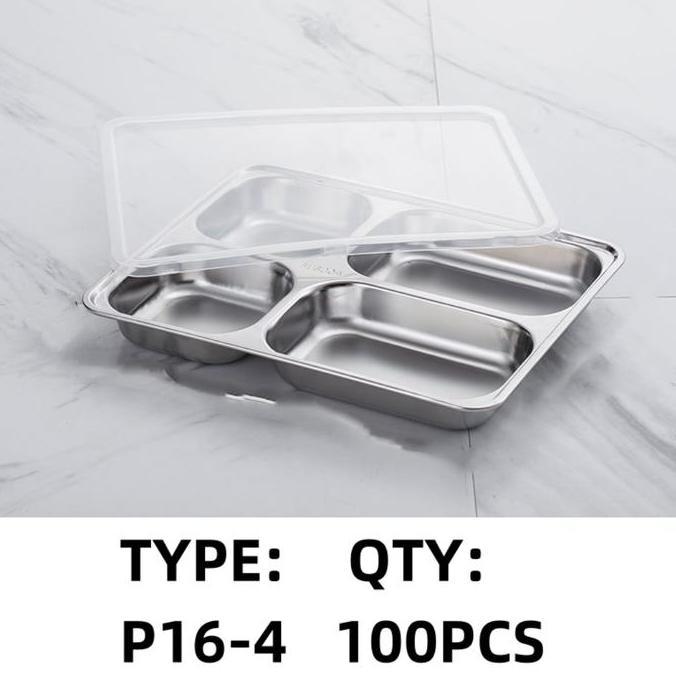 Plato / Food Tray / Piring / Tempat Makan Sekat 5 + Tutup Plastik BS