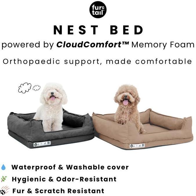 Fur&Tail NESTBED Kasur Anjing Waterproof - Dog Bed - Pet Bed - Kasur Anjing - Pet Bed Anti Air - Kas