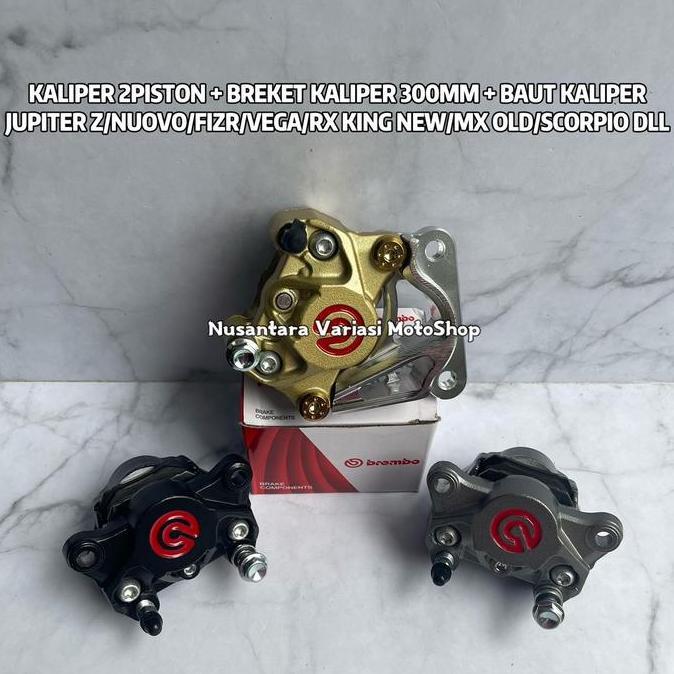 KALIPER BIG LOGO 2PISTON + BREKET KALIPER 300MM + BAUT KALIPER PNP JUPITER Z/ FIZR/ NUOVO/ RX KING N