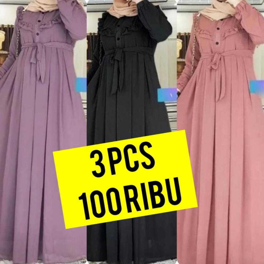 PREMIUM GAMIS LEBARAN TERMURAH SAUDAH MAXY BELI TIGA 100 RIBUAN