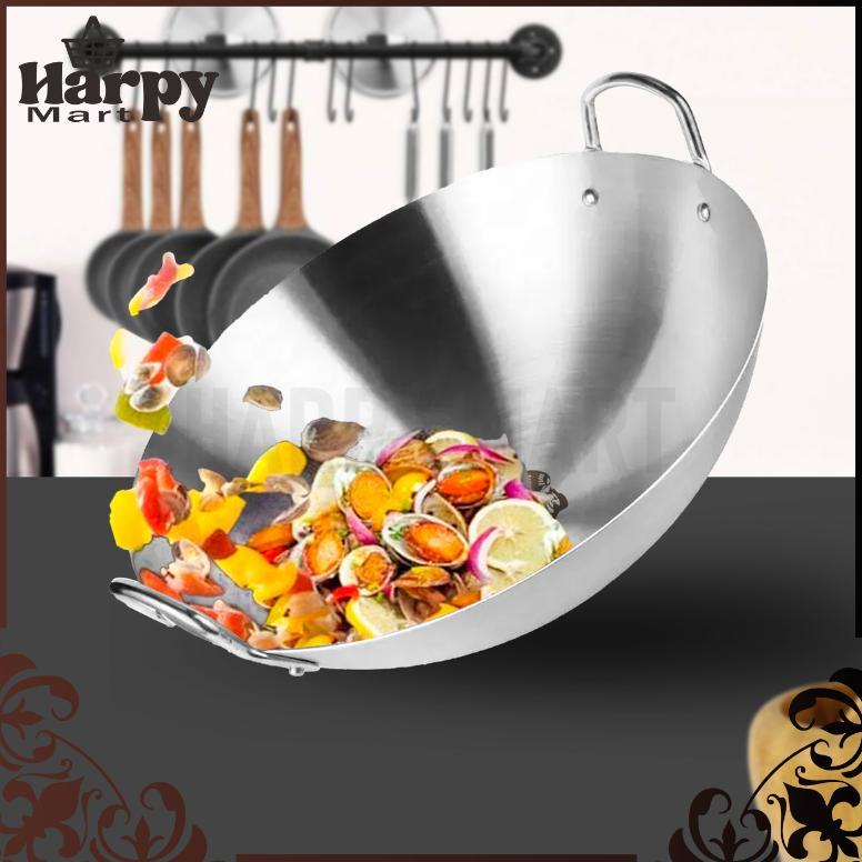 New Wajan Kuali Premium Tebal/Kuali Stainless Steel/Wajan Stainless - Kuali Besar Katel Anti Lengket