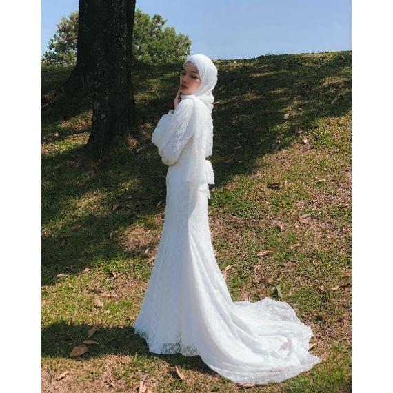 Free Ongkir Cod Mureen Dress Long Tail Bygiagio Dress Akad Simple Gaun Wedding Pernikahan Baju Musli