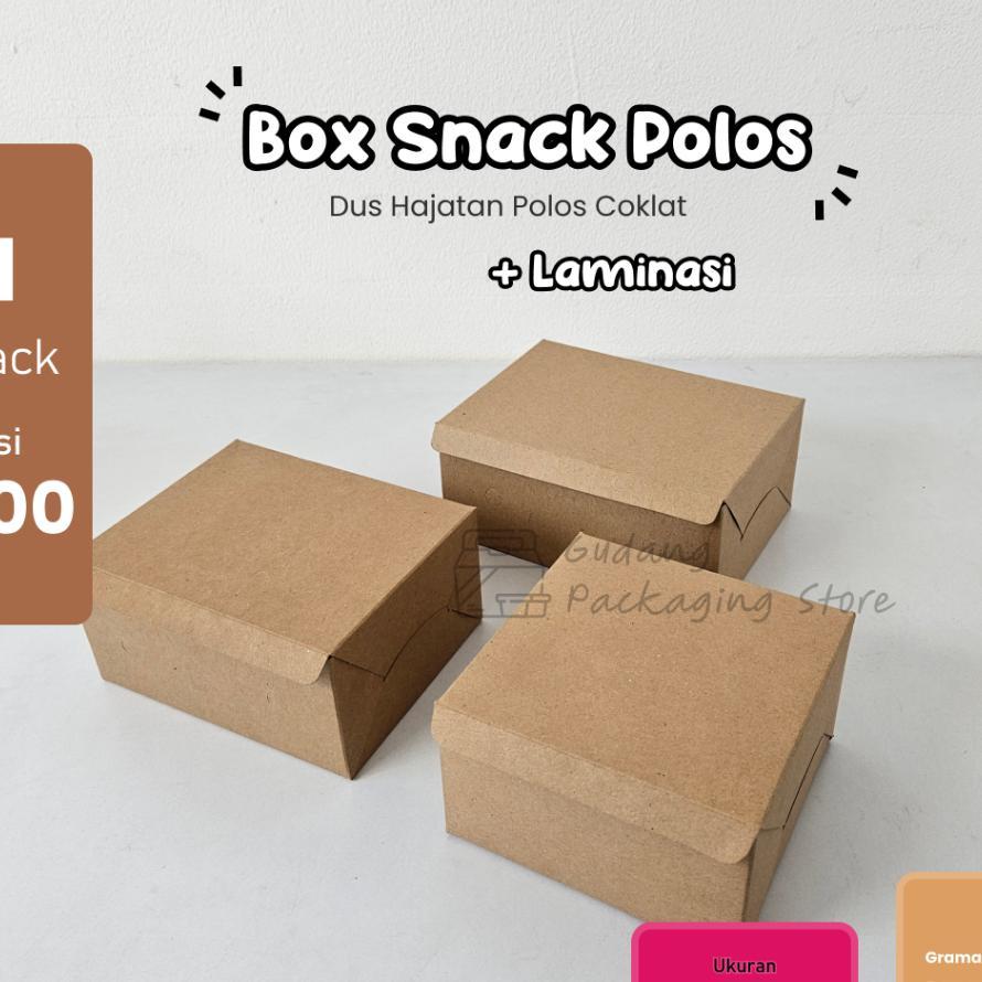 100 Pcs/ Dus Snack Box Laminasi Kraft / Dus Nasi Laminasi/ Kraft Coklat Tebal / Dus Kue / Fried Chic