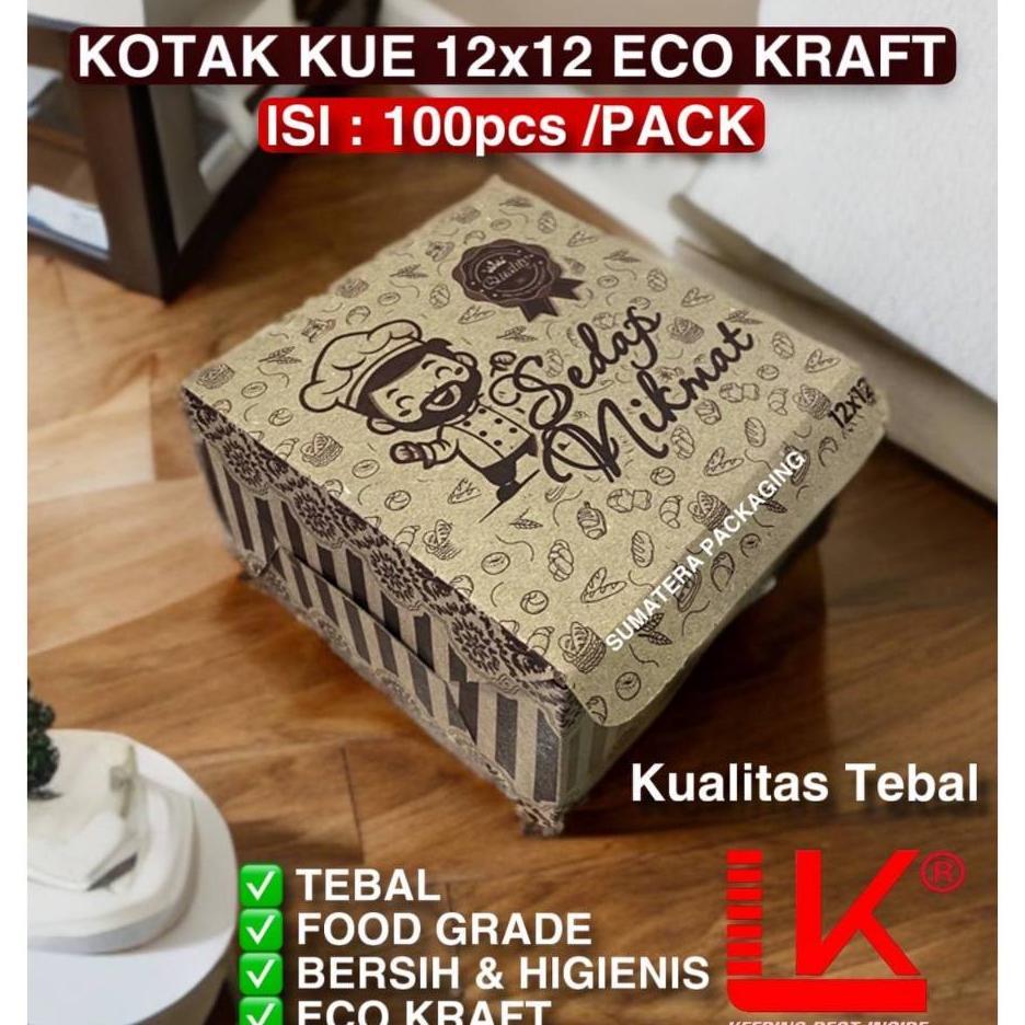 [Isi 100 Pcs] Kotak Kue Snack Box Kraft Tebal Isi 100 Pcs Kotak Dus 12X12 12X14 12X16 15X15 Dus