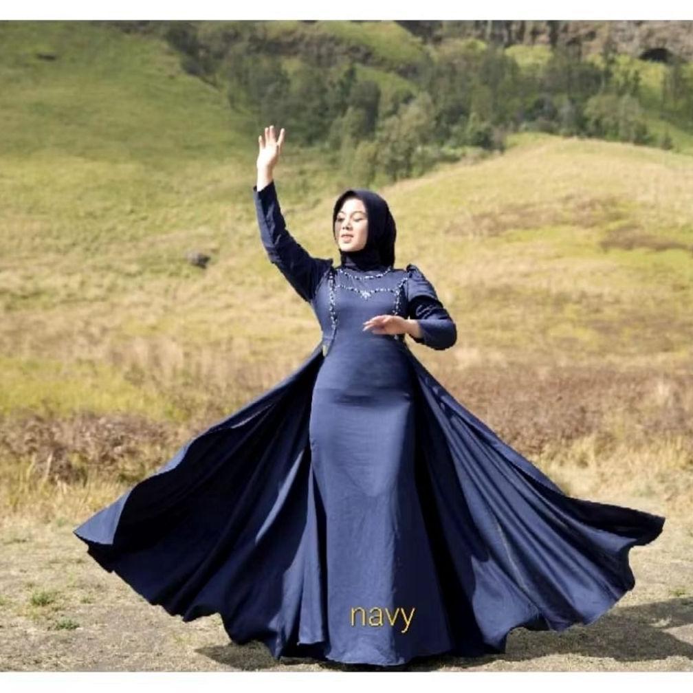 Best Seller Sultan Gamis // Cod Permata Dress Satin Mix Payet Premium // Gaun Pesta Jumbo S M L Xl X