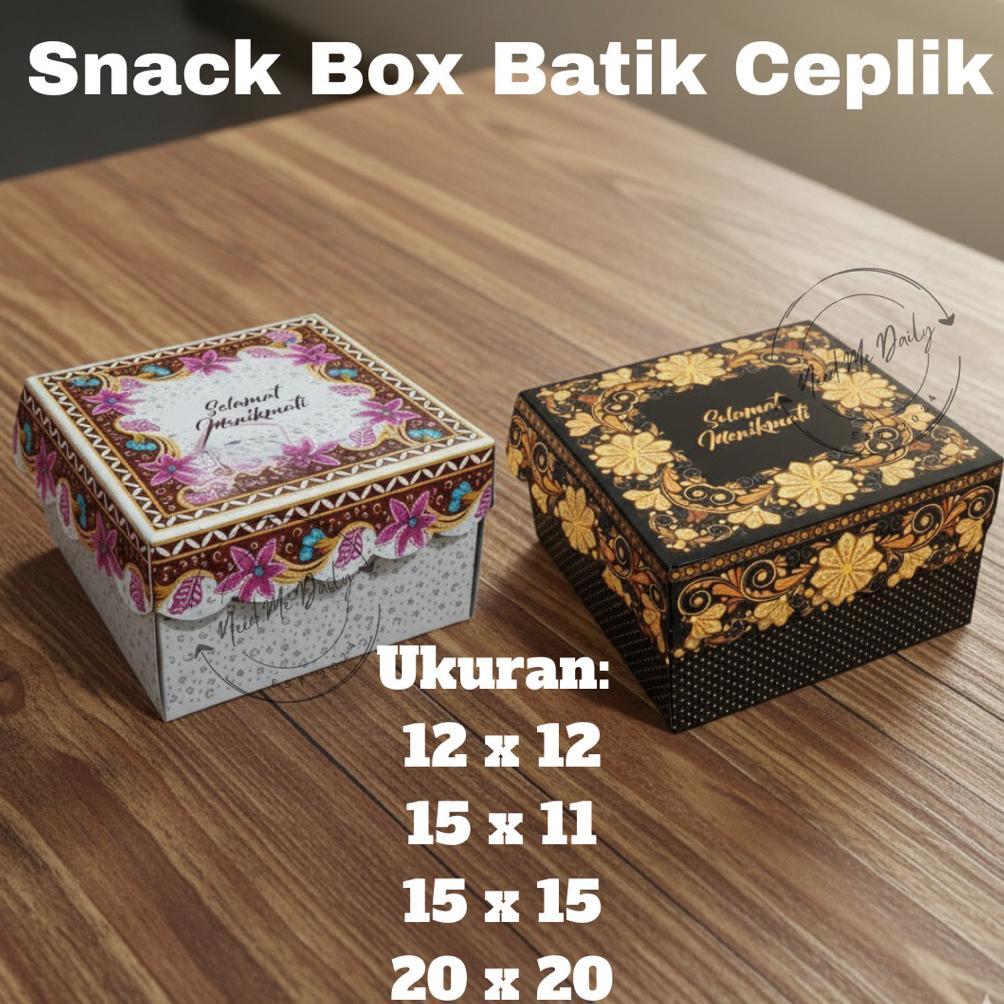 [50Pcs / 20Pcs] Kotak Kue Batik Ceplik | Snack Box Dus Kue Kotak Nasi Okey | 12X12 15X11 15X15 20X20