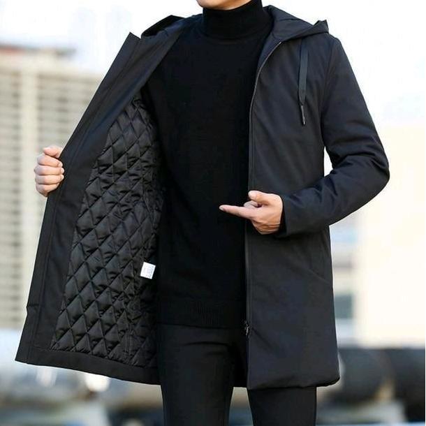 warhan_pik - jaket pria panjang parasut long coat casual tebal parasut