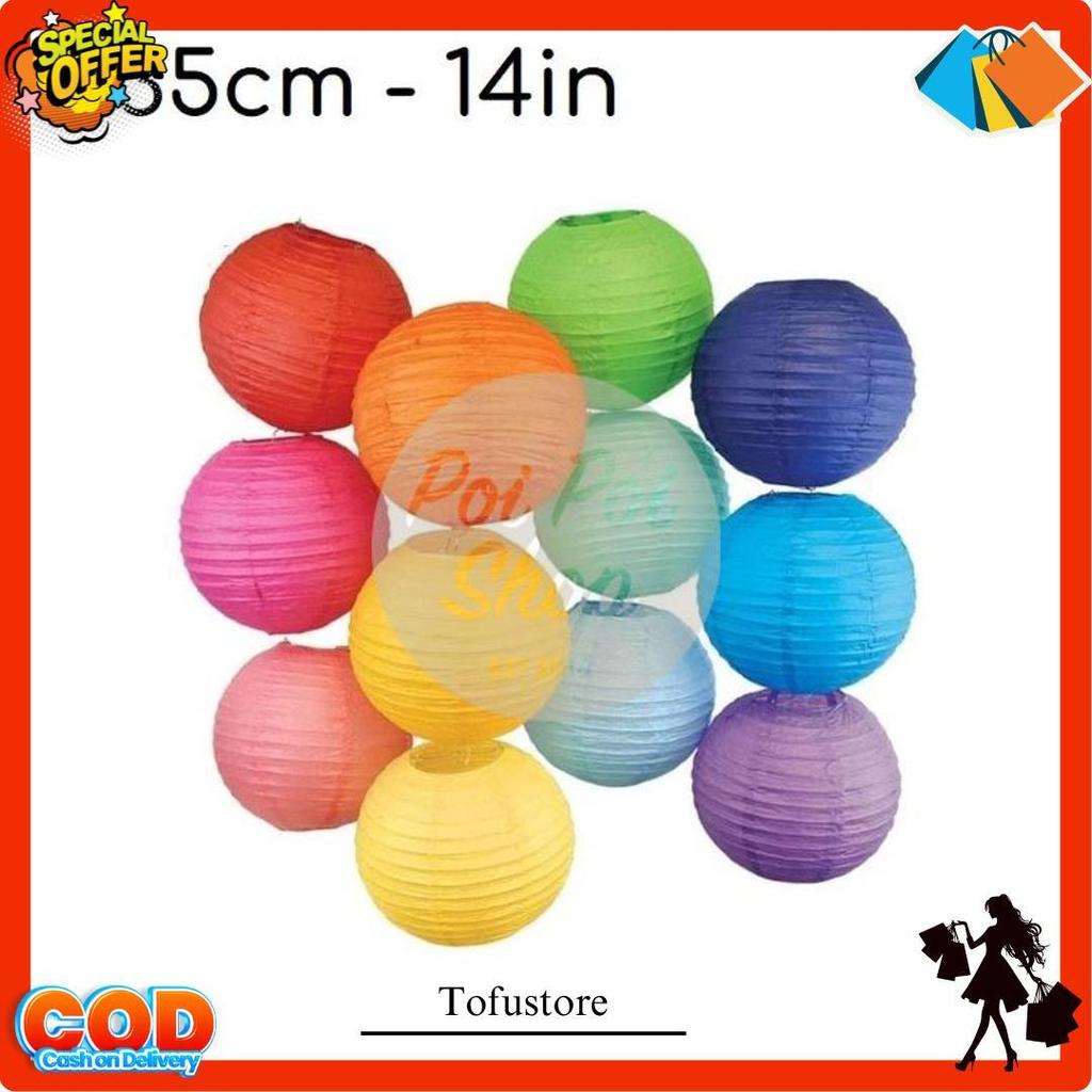 Lampion Kertas Gantung 35 Cm Paper Lantern Lampion Kain 14 Inch Bulat Berkualitas Tinggi Terbaik Lar