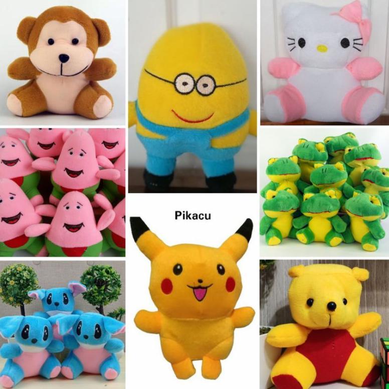 terbaru boneka mini 15cm teddy bear minion panda pokemon doraemon