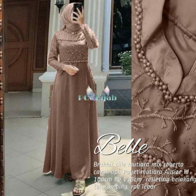 Hemat Helen Maxy Sonia Dress Jumbo Mutiara Brukat Gamis Kondangan Simple Mewah Lilac Wardah Xxxl Ld 