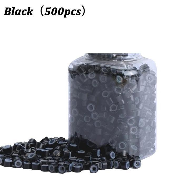 MANAZY 500pcs Ring Silikon Sambung Rambut Ukuran Besar Profesional Alat Salon Tersedia Hitam/Warna A