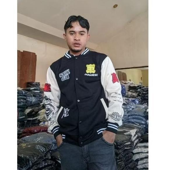 Terlaris Jaket Baseball Varsity - Jaket Varsity Baseball Pria Wanita Kamikaze Jepang Fullprint