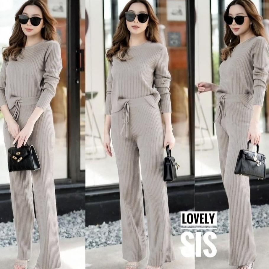 Sale Pik - One Set Knit Queena Setelan Fashion Wanita Pakaian Setcel Rajut Bahan Premium
