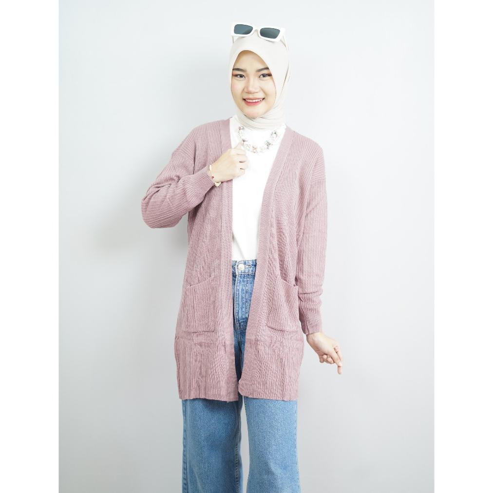 Premium Lizzy Outfit Cardigan Rajut Panjang Belle Korean Style Rajut Wanita