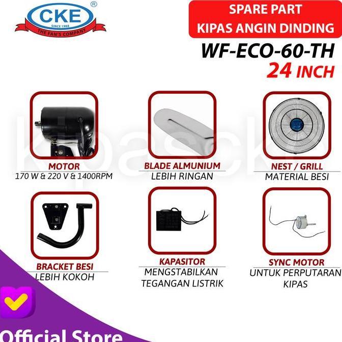 WALL FAN CKE WF-ECO-60-TH 24 INCH KIPAS ANGIN DINDING TEMBOK SPAREPART RDM