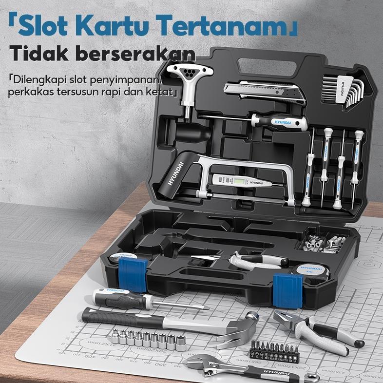 SUPER DEAL HYUNDAI Tool Box Set Lengkap Toolkit Set Alat Tukang Perkakas Full Set Alat Tukang Kayu L