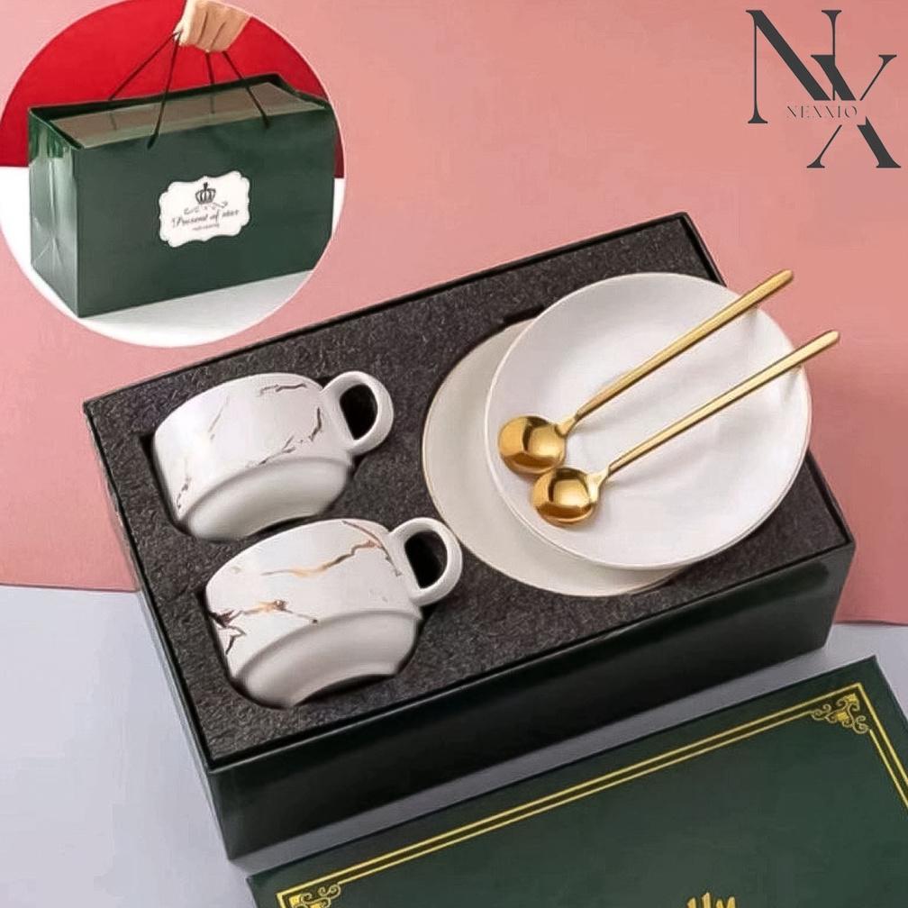 Best Seller Nexxio Marble Glass Couple / Canada Marble Mug Gift Box / Gelas Marble Peralatan Minum H