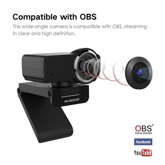 Ausdom AW635 - Full HD Webcam 1080P PC 12MP with Mic Live Streaming (TERBAIK) (TERBARU) (TERMURAH)