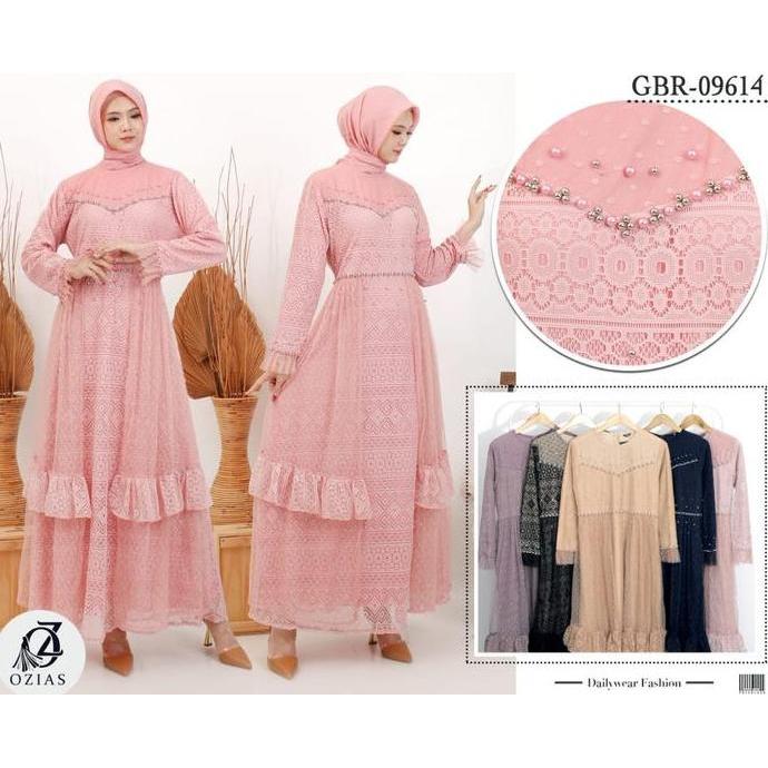 Gamis Ozias Tile Dot 09614 Ld 105 I Gamis Simpel Kondangan I Pesta Muslimah Nyaman Santai