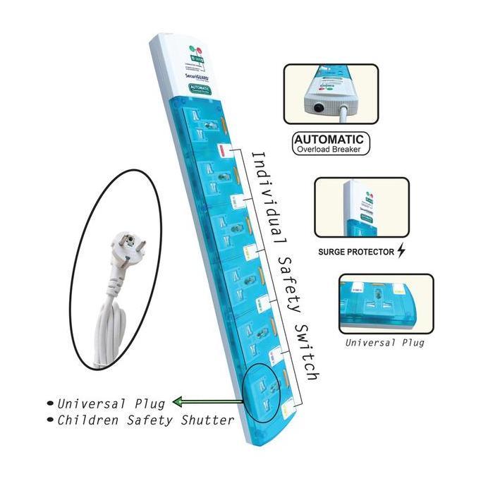 Securiguard Steker Strip Universal Tsp 6 Lubang Colokan Listrik