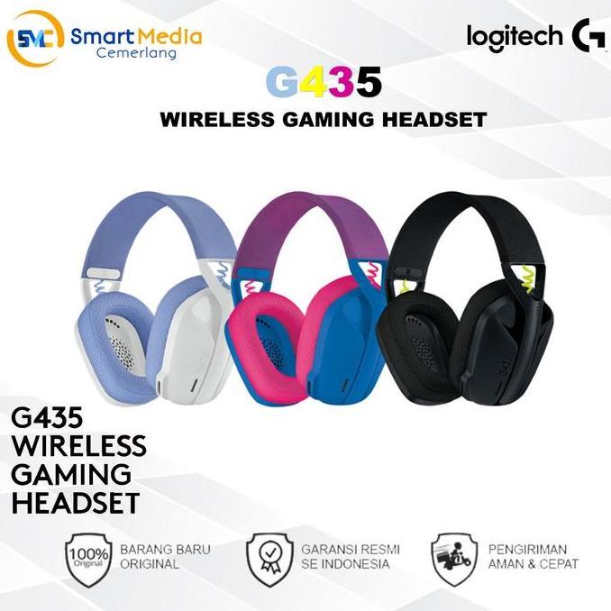 Logitech G435 Lightspeed Wireless Bluetooth Ultra|light Gaming Headset (TERBAIK) (TERBARU) (TERMURAH