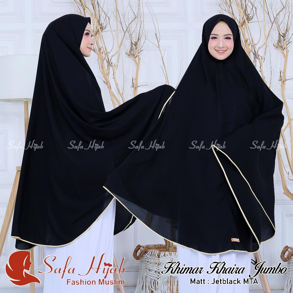 LIMITED KHIMAR JUMBO Syar'i JETBLACK MTA Syar'i JUMBO ORYGINAL list pita warna/polos super cantik pe