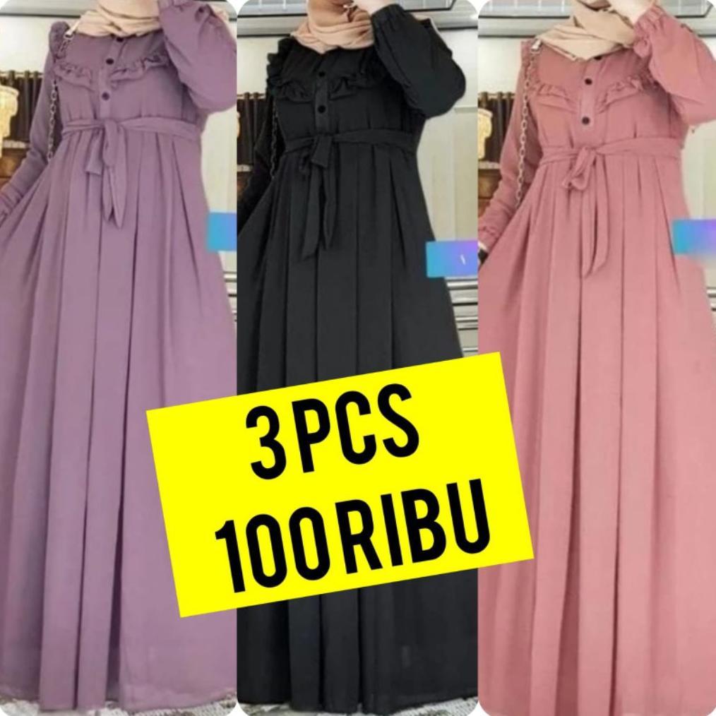 PREMIUM GAMIS LEBARAN TERMURAH SAUDAH MAXY BELI TIGA 100 RIBUAN