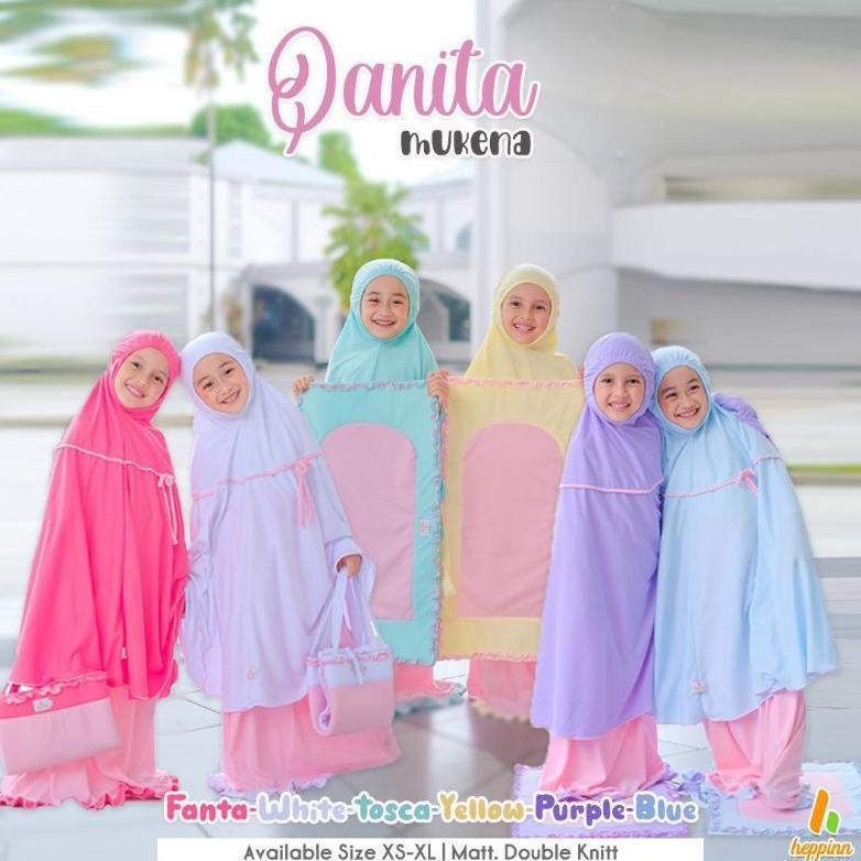 PREMIUM MUKENA ANAK KAOS, MUKENA QANITA SET SAJADAH TAS