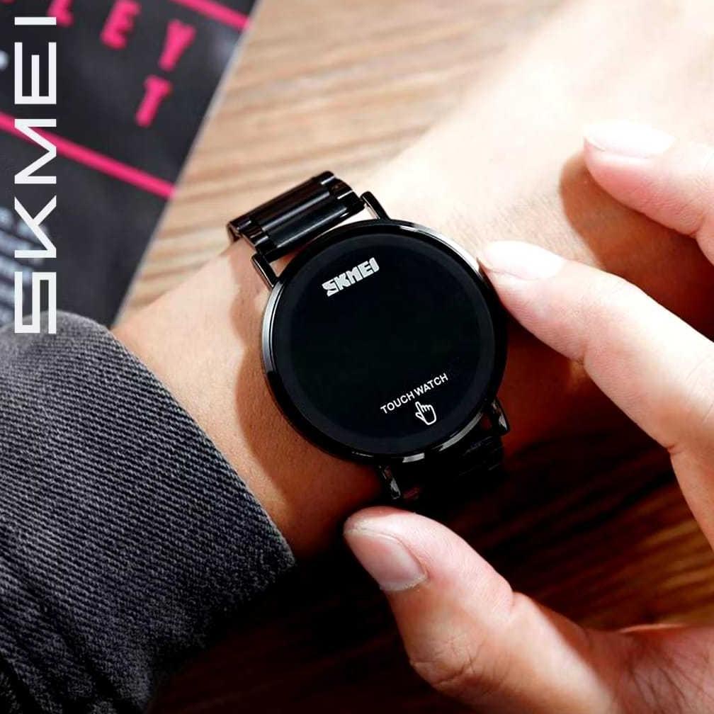 hot skmei 1550 digital watch pria stainless steel touch display wk-sby