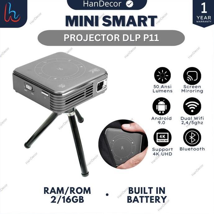 DLP P11 | PROYEKTOR DLP P11 | ANDROID 9 4K SUPPORT 3D AIRPLAY MIRACAST