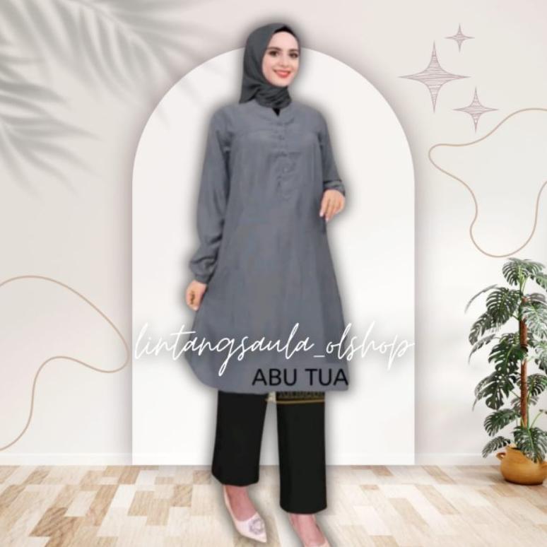 HEMAT Tunik polos viscose jumbo abu tua