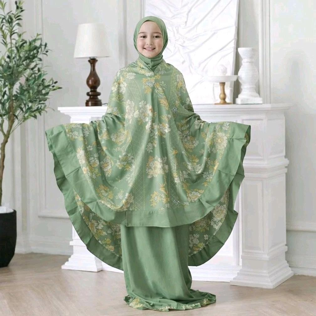 PREMIUM MUKENA ANAK PREMIUM MOTIF BUNGA RESLETING KATUN