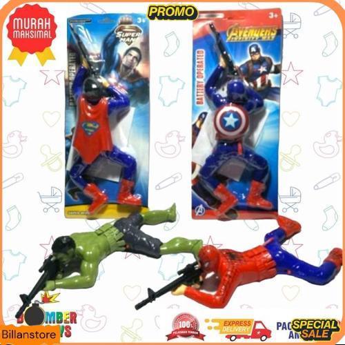 Mainan Anak Robot Super Hero Merangkak Tiarap Tentara Batman Spiderman Simulasi Suara Crawler Grade 