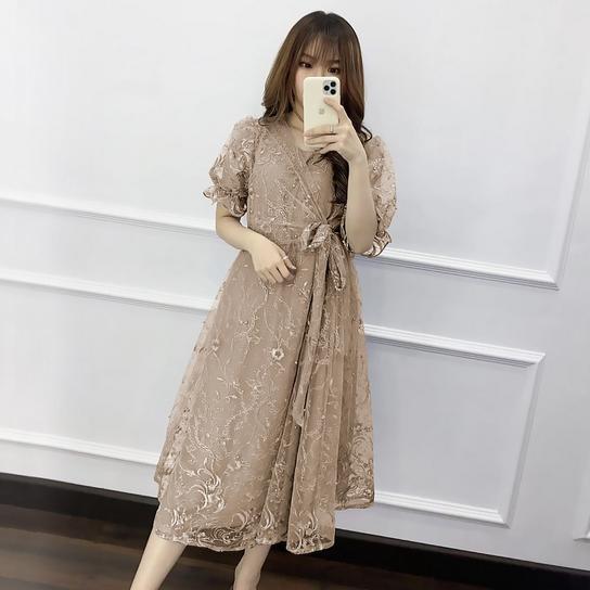 Awet Premium - Livina Dress Pesta Brukat Tille 3 Ukuran / Dress Natal Livina Gaun Pesta Kondangan Al