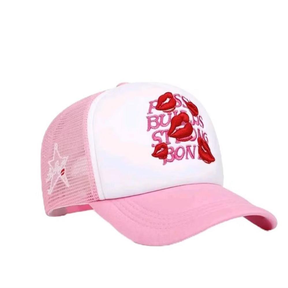 Official Topi Jaring Biru Muda Motif Red Lips Trucker Dengan Sirkulasi Udara Optimal