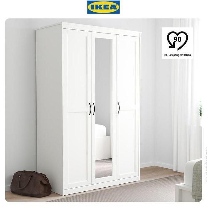 IKEA SONGESAND Lemari Pakaian Minimalis Putih 120x60x191cm Pintu Plastik