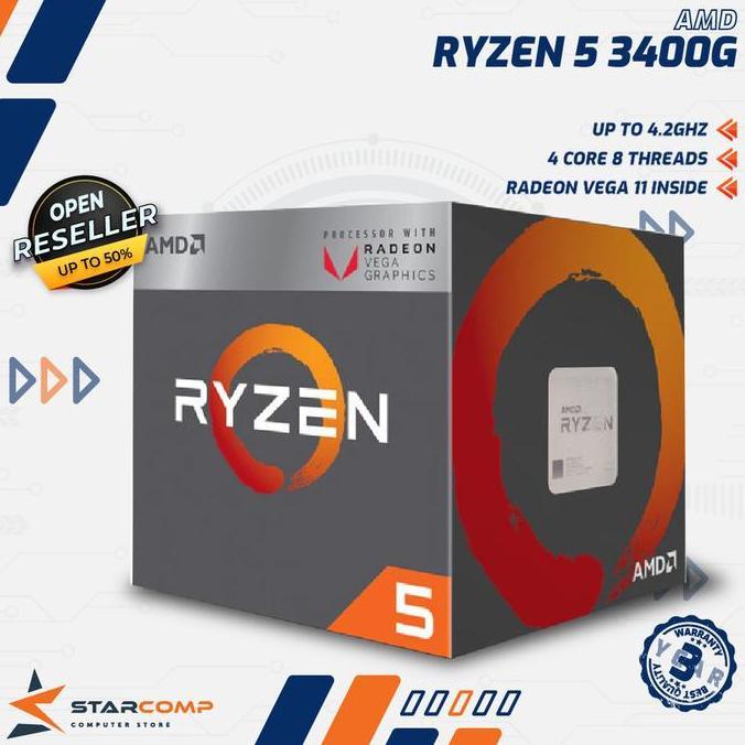 AMD RYZEN 5 3400G WITH RADEON RX VEGA 11 GRAPHICS